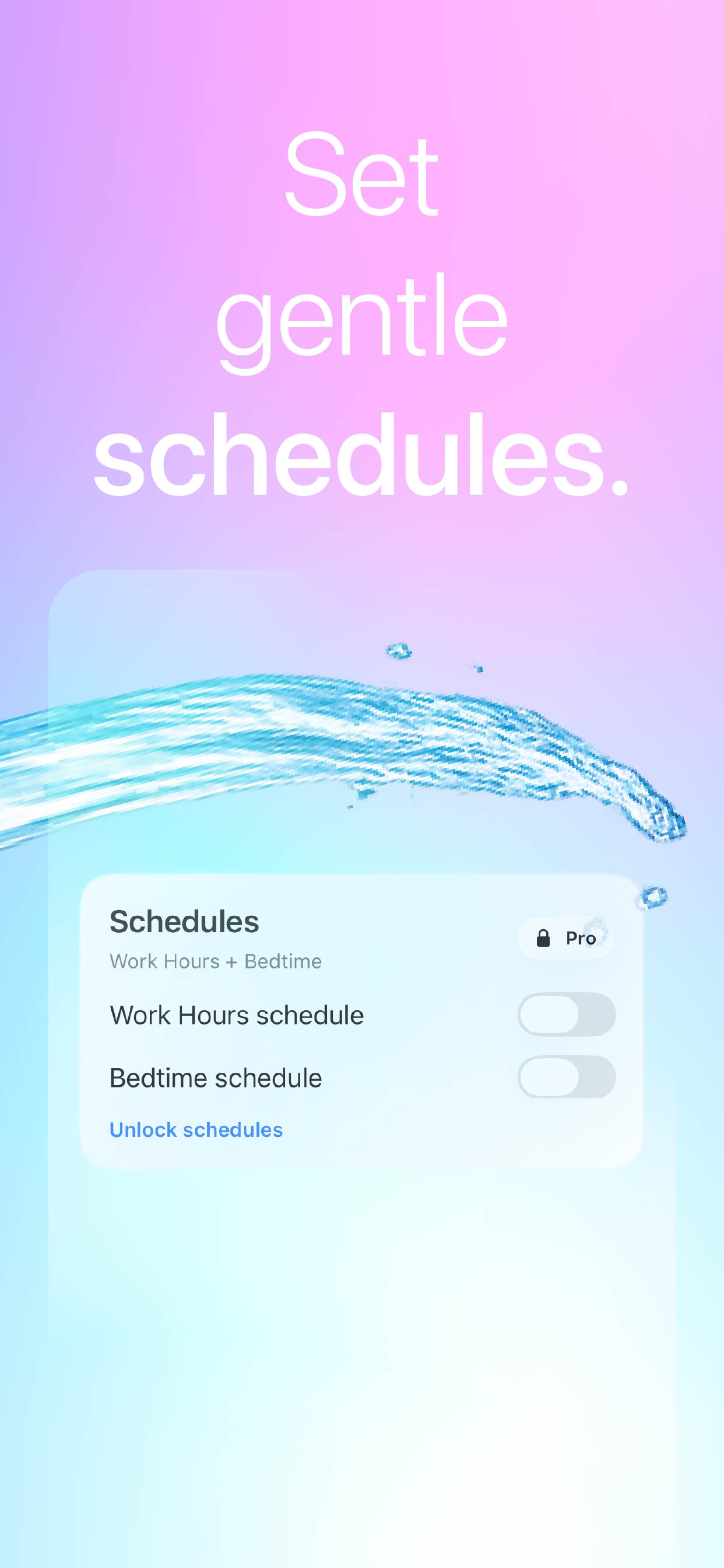 Set gentle schedules artwork screen